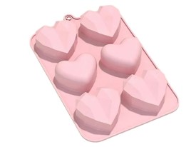 Molde silicona 6 corazones grandes